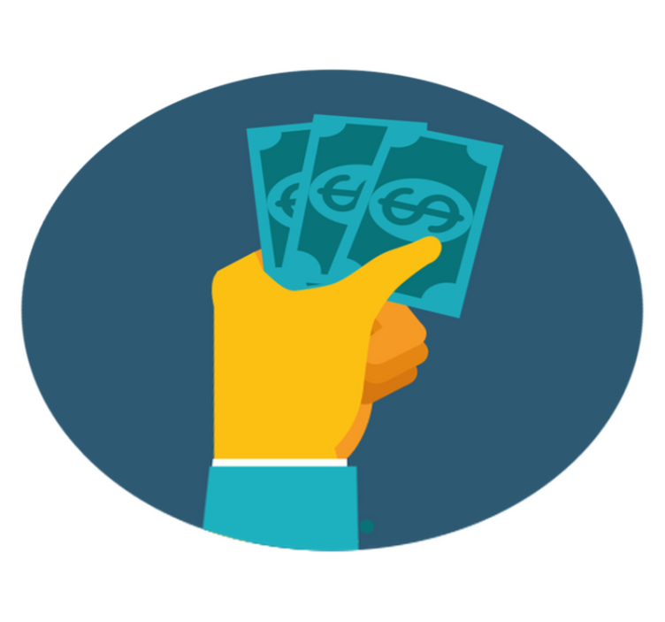 Tecknad hand med pengar hemma kontor vinyl matta - Tenstickers