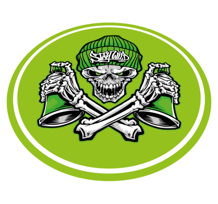 Gröna skalleglasögon graffiti modern matta - Tenstickers