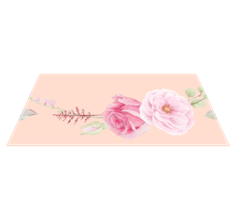 Vinylmatta blommor och växter i blek rosa blomster - Tenstickers