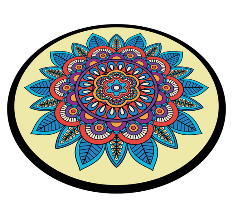 Färgstarkt cirkulärt motiv Vinylmatta Mandala - Tenstickers