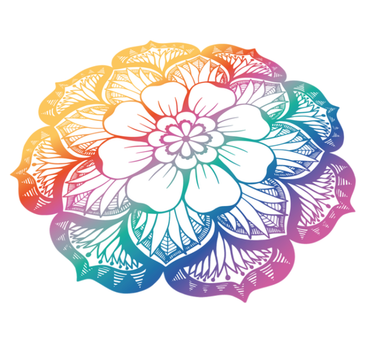 Färgglatt blommotiv Vinylmatta Mandala - Tenstickers