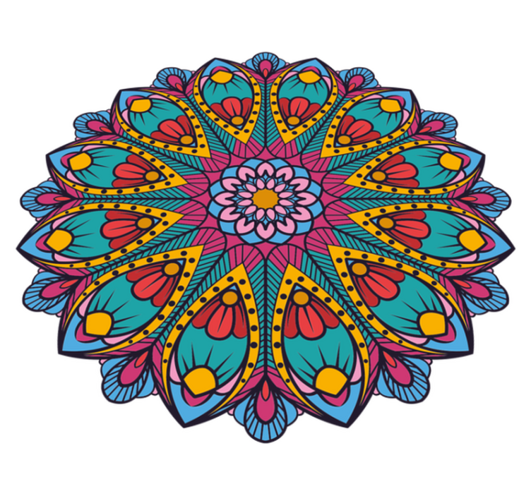 Färgglad blommig illustration Vinylmatta Mandala - Tenstickers