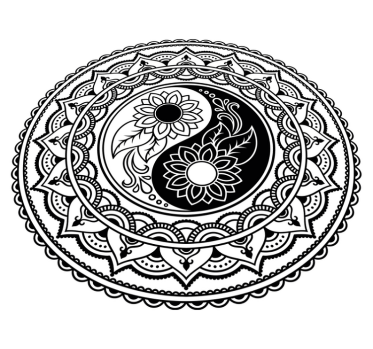Yin yang solrosor Vinylmatta Mandala - Tenstickers