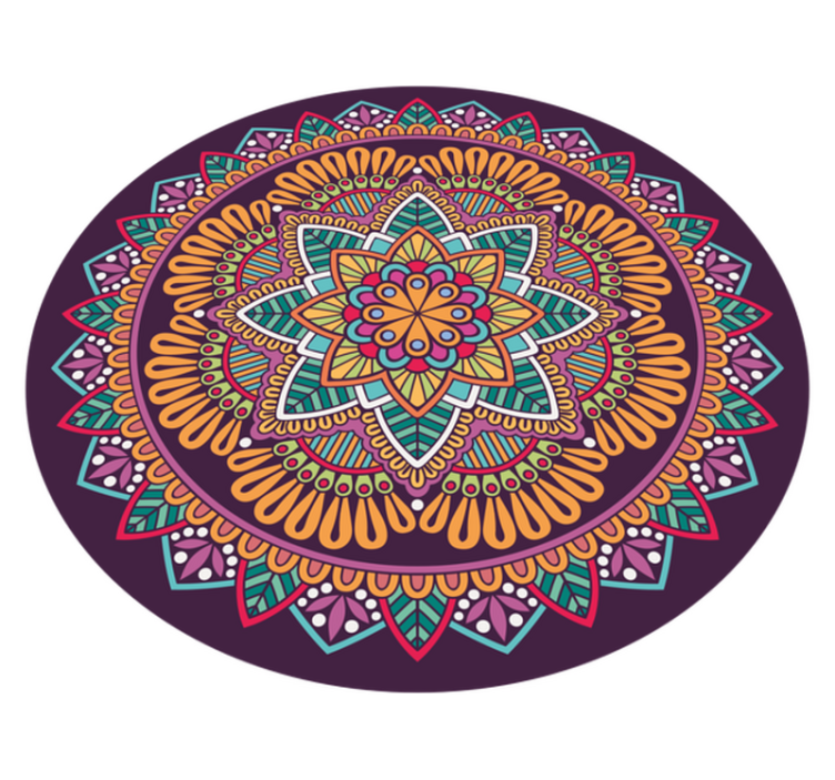 Livligt blommande element Vinylmatta Mandala - Tenstickers