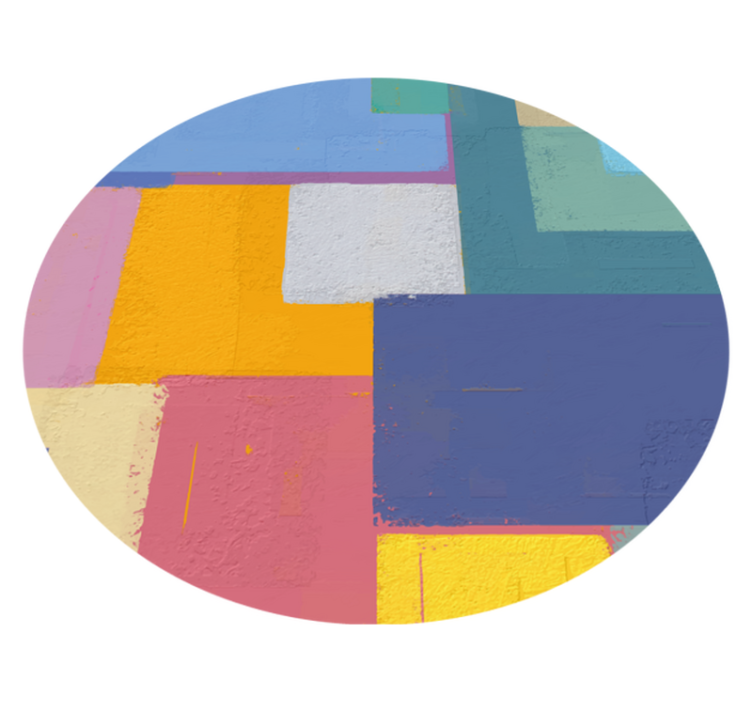 Abstrakt målning färgglada rutor cirkulär matta - Tenstickers