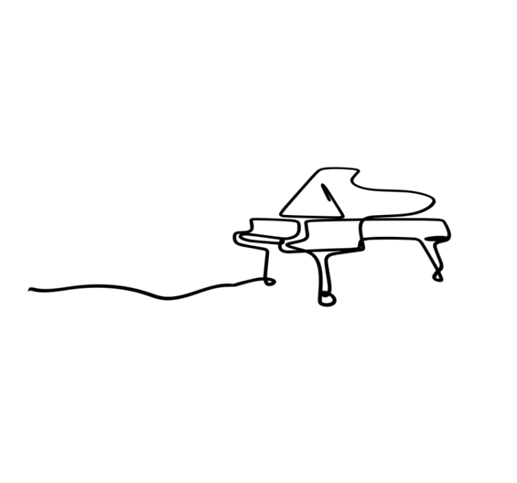 Piano line art söt design modern matta - Tenstickers