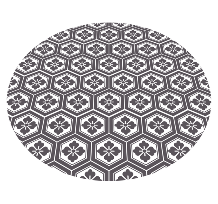 Vinylmatta cirkulär med hexagonalt blommotiv - Tenstickers