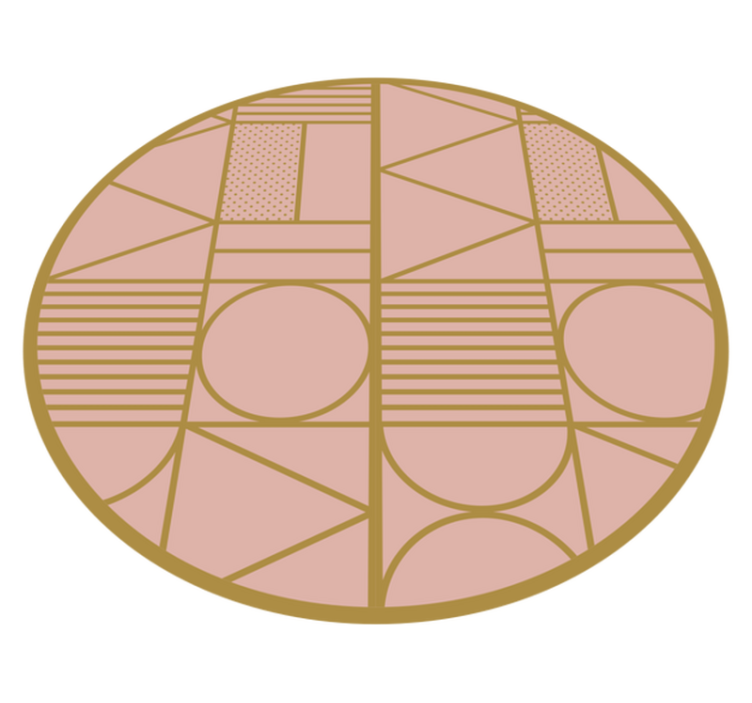 Guld- och rosa geometriska former cirkulär matta - Tenstickers