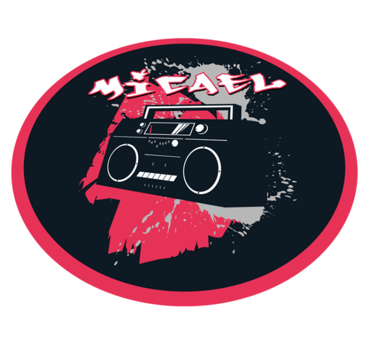 Retro boombox-tema Vinylmatta namn - Tenstickers