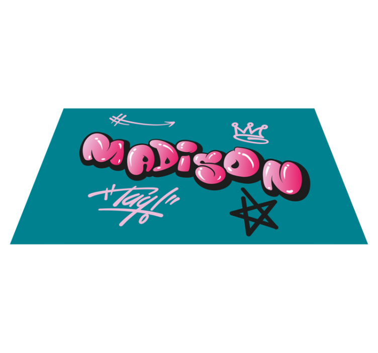 Rosa cool bokstäver graffiti personlig matta - Tenstickers