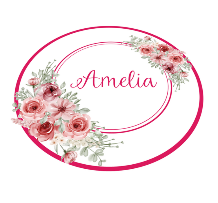 Blommigt monogram med namn Vinylmatta sovrum - Tenstickers