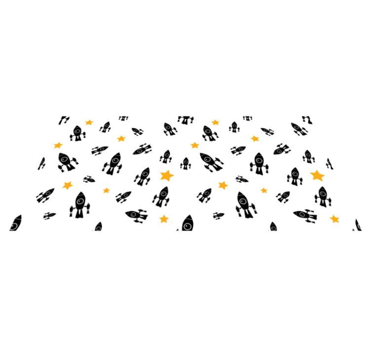 Gula stjärnor och svart rymdskeppsmönster - Tenstickers