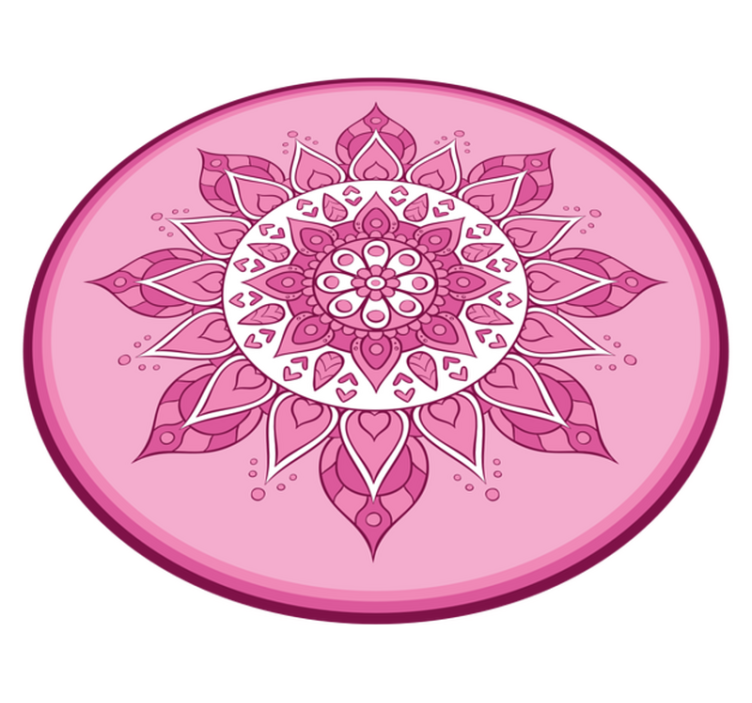 Rosa blommig meditation Vinylmatta Mandala - Tenstickers