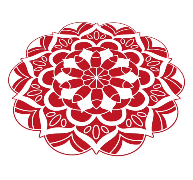 Rött blommönster Vinylmatta Mandala - Tenstickers