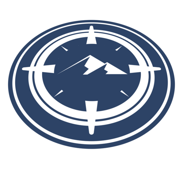 Rund kompass med berg modern matta - Tenstickers