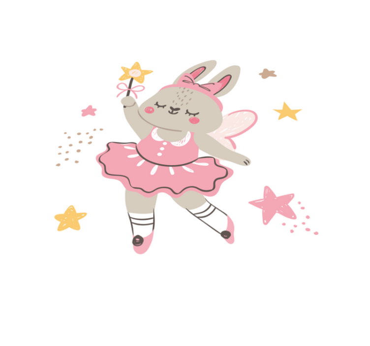 Kanin älva illustration stjärnor barn vinyl matta - Tenstickers
