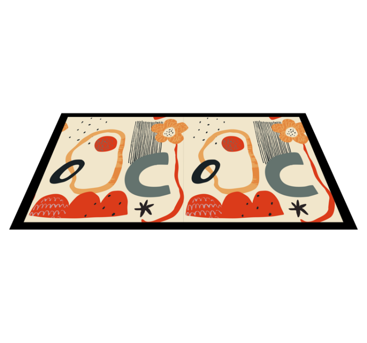 Röd och orange collage abstraktion modern matta - Tenstickers