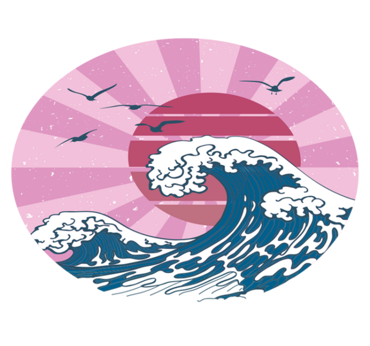 Kanagawa rosa våg Vinylmatta geometrisk - Tenstickers