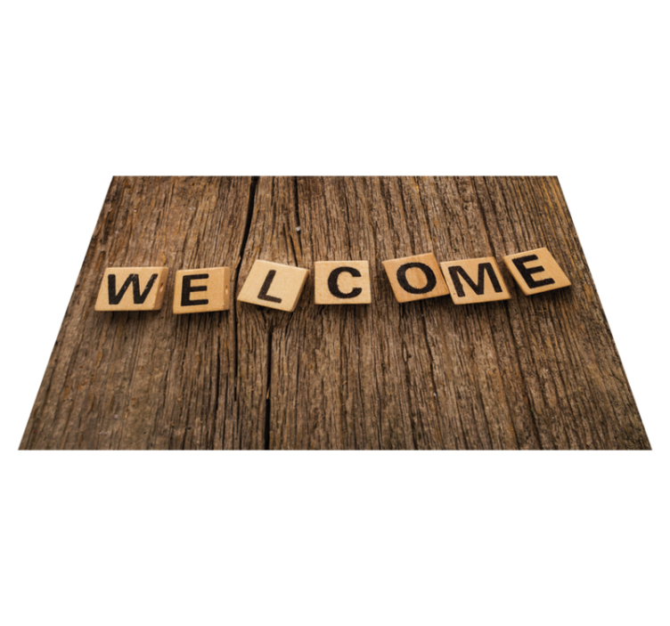 Trä alfabet välkomna Vinylmattor med fraser - Tenstickers