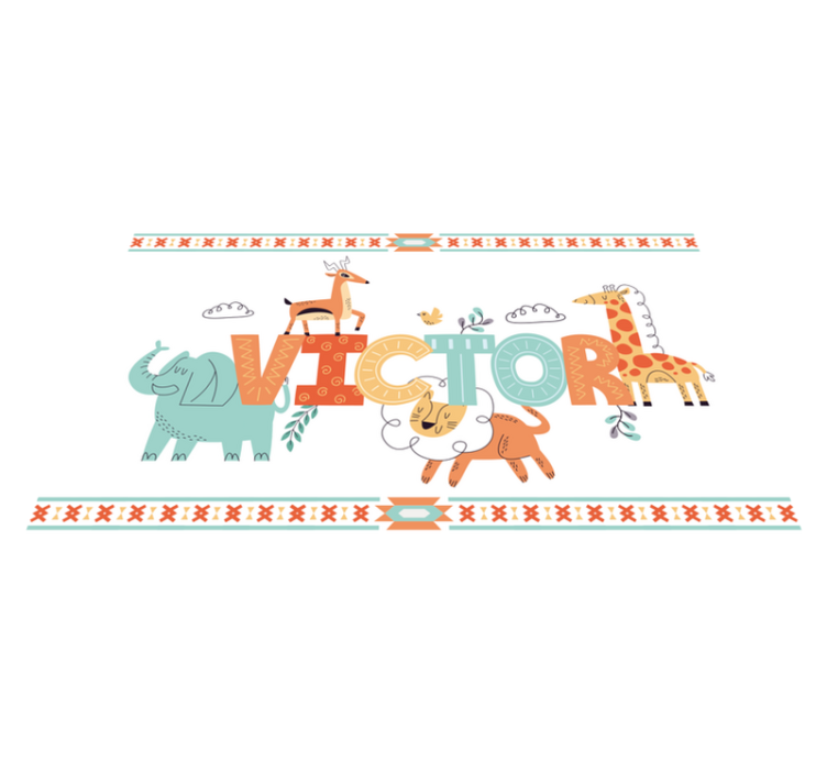 Personligt safari-tema Vinylmatta namn - Tenstickers