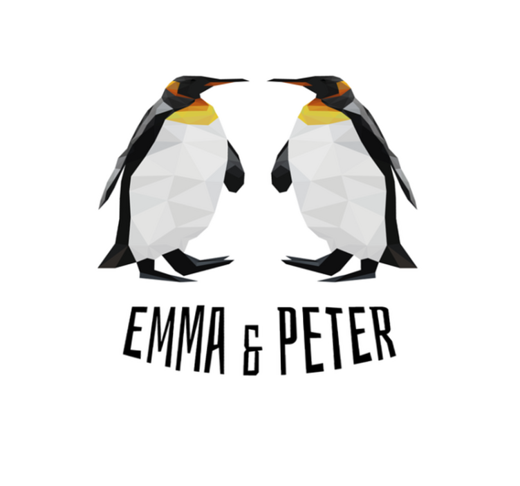 Geometriska pingviner Vinylmatta namn - Tenstickers