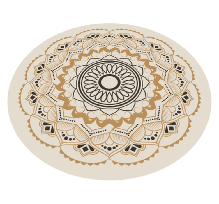 Beige mandala cirkulär design vinylmatta - Tenstickers