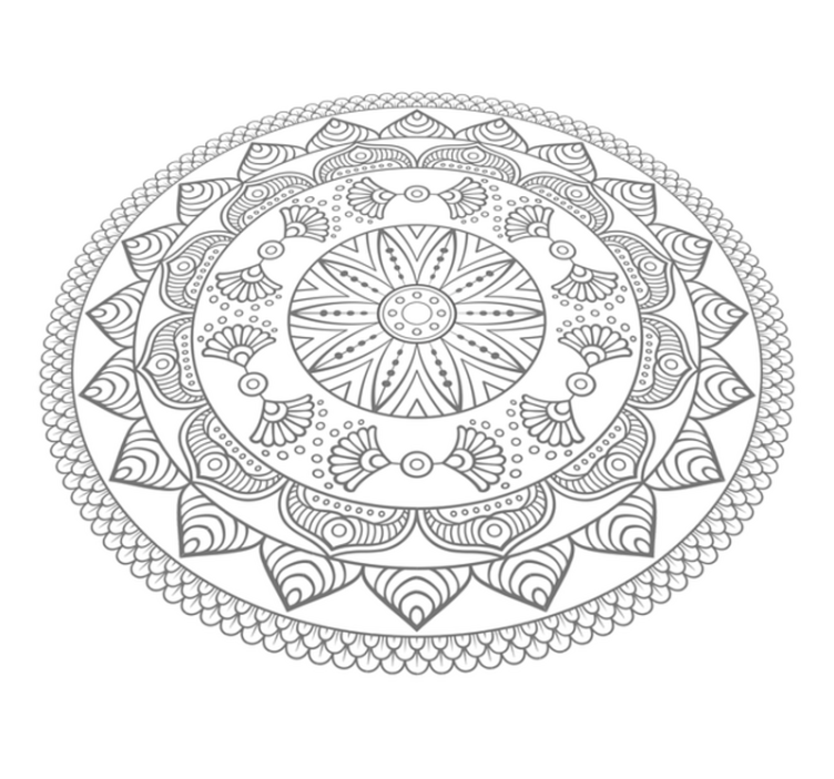Geometrisk grå triangelmönster mandala matta - Tenstickers