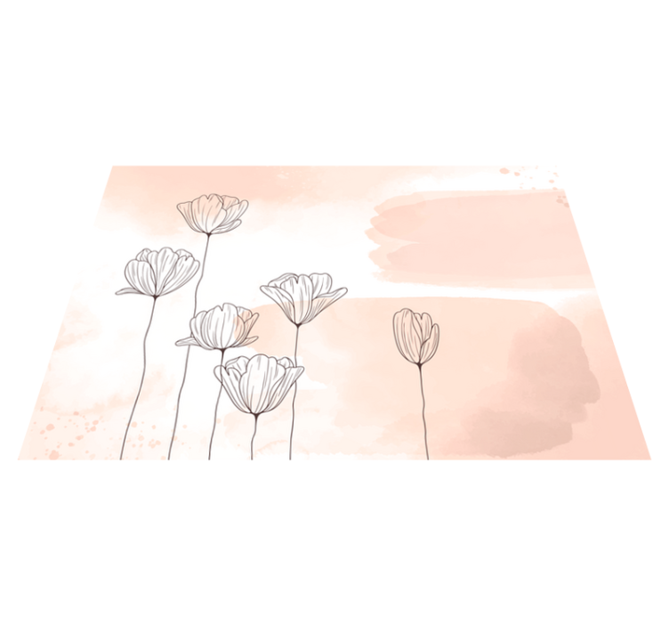 Flowers line vinyl blommig matta - Tenstickers