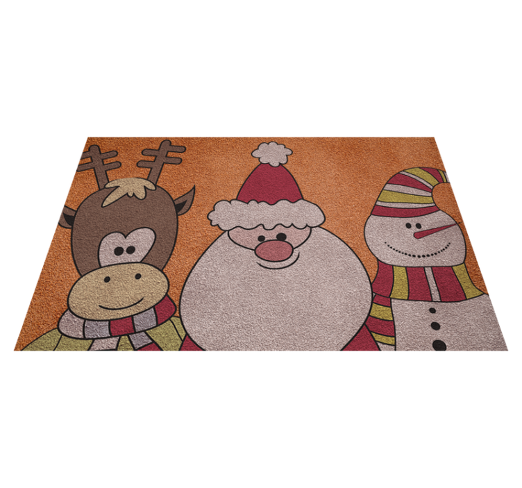 Reindeer Santa och snöman Vinylmatta Jul - Tenstickers