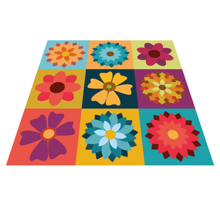 Multicolor hippie blommor Vinylmatta kakeleffekt - Tenstickers