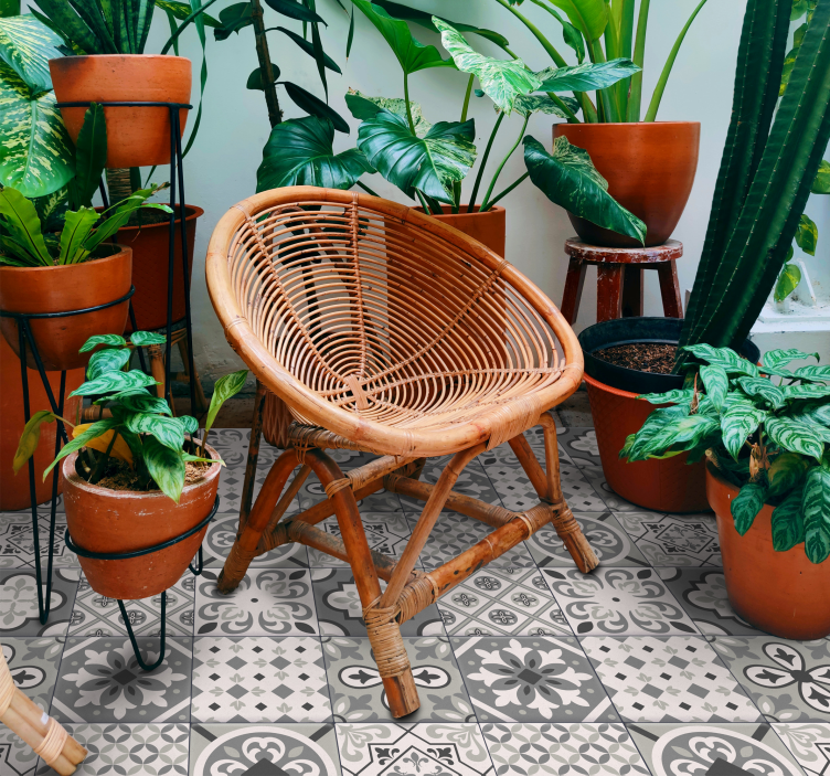 Hidraulisk kakel effekt grå färger kakel matta - Tenstickers