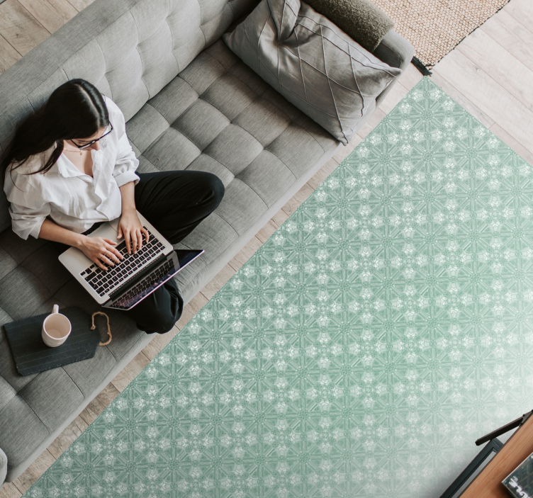 Mintgröna mönster Vinylmatta sovrum - Tenstickers