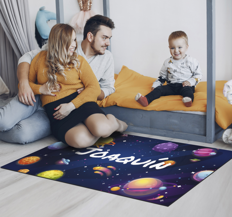 Universum och planeter vinylmatta med namn - Tenstickers
