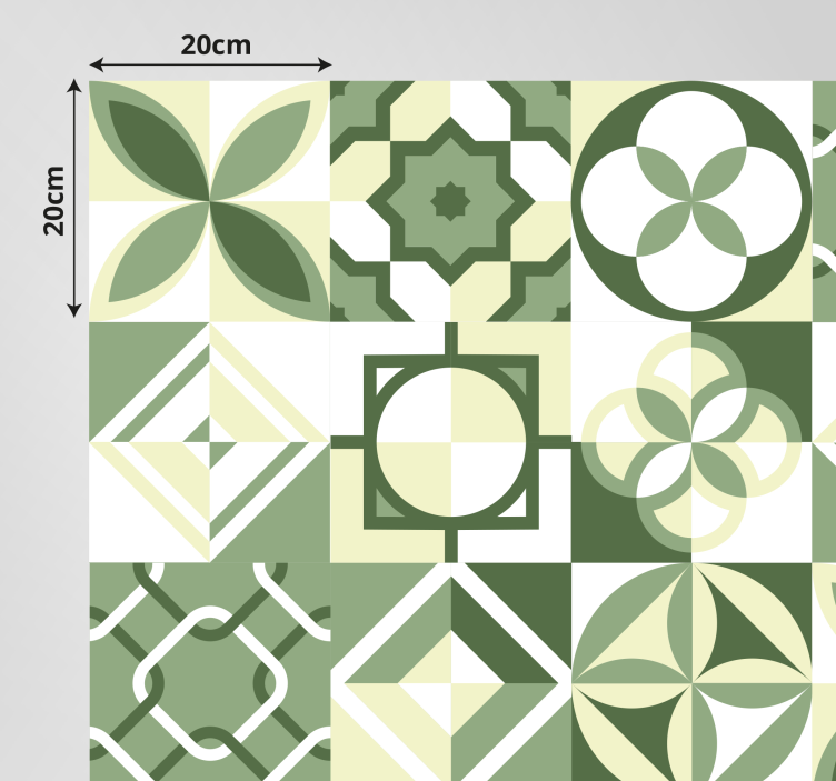 Grön fyrkantig kakel matta - Tenstickers