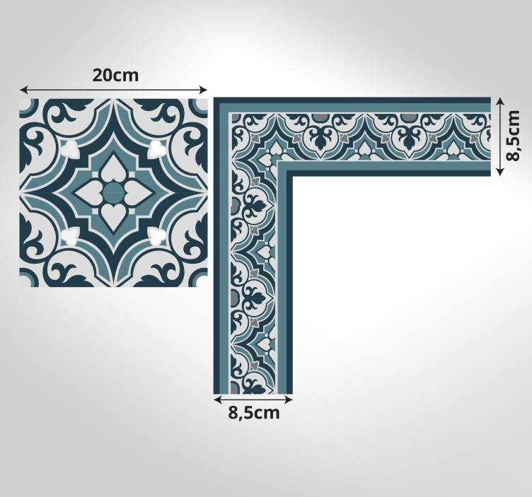 Cyan och blå klassiska blommor kakel matta - Tenstickers