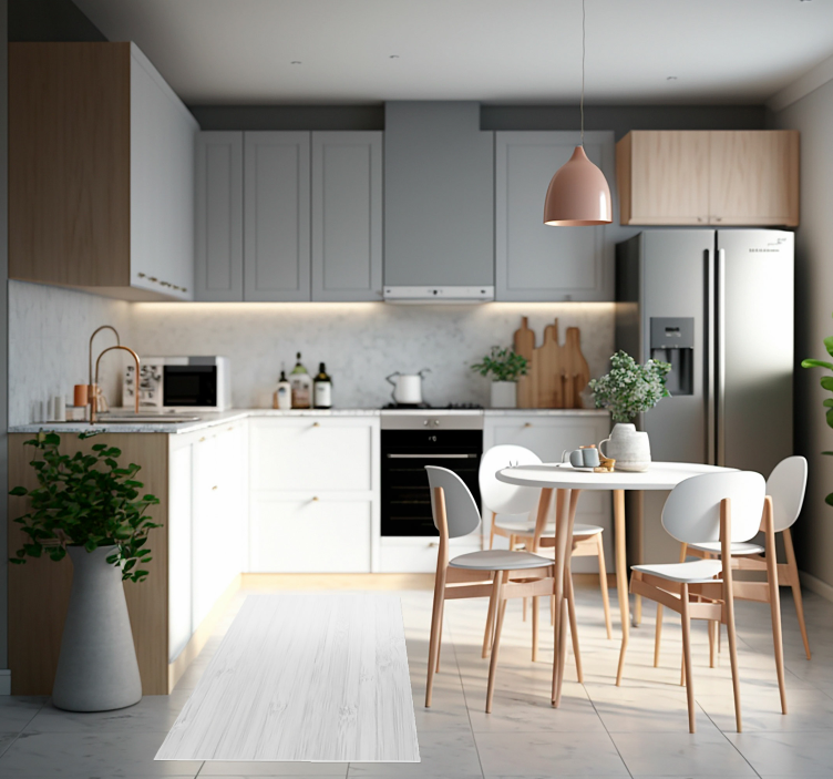 Vitt trä kök vinyl matta - Tenstickers