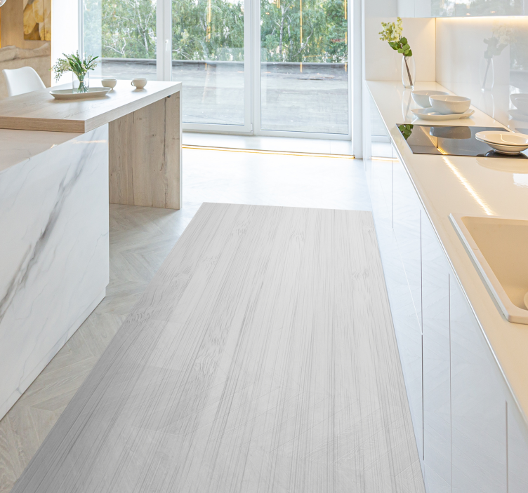 Vitt trä kök vinyl matta - Tenstickers