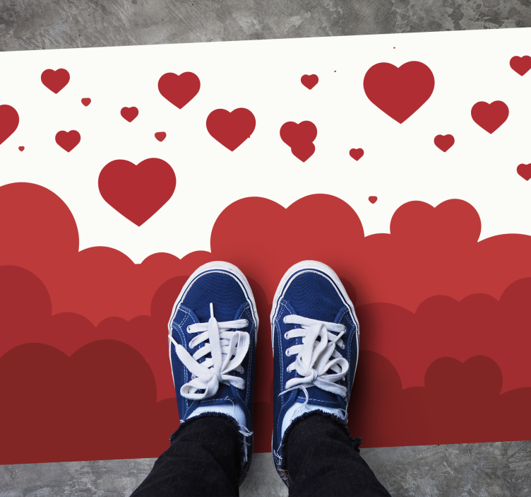 Rött hjärta moln design sovrum matta - Tenstickers