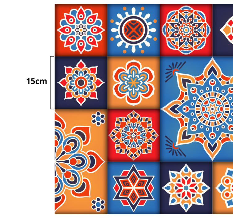 Färgglada blommor kakel kök vinyl matta kakel - Tenstickers