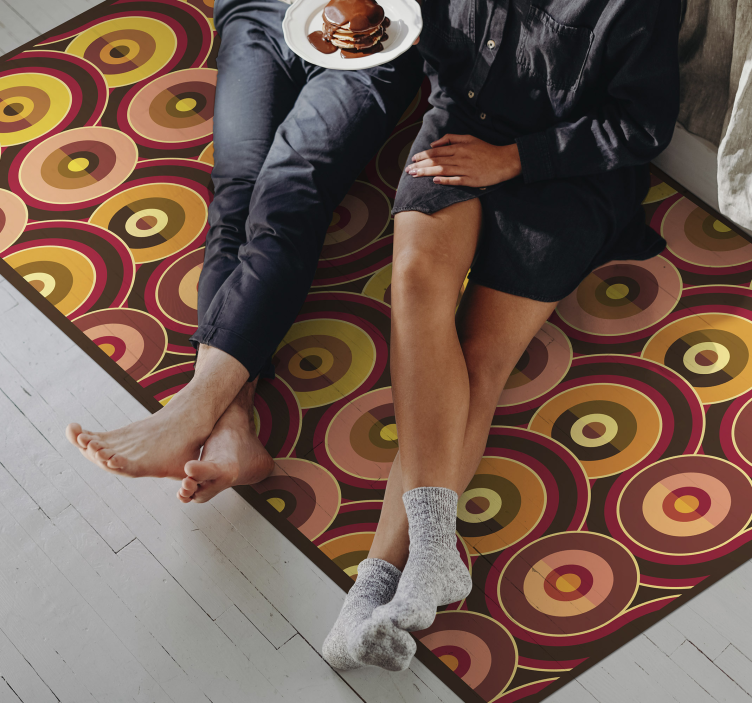 70-tal pop gamla cirkelmönster vintage matta - Tenstickers