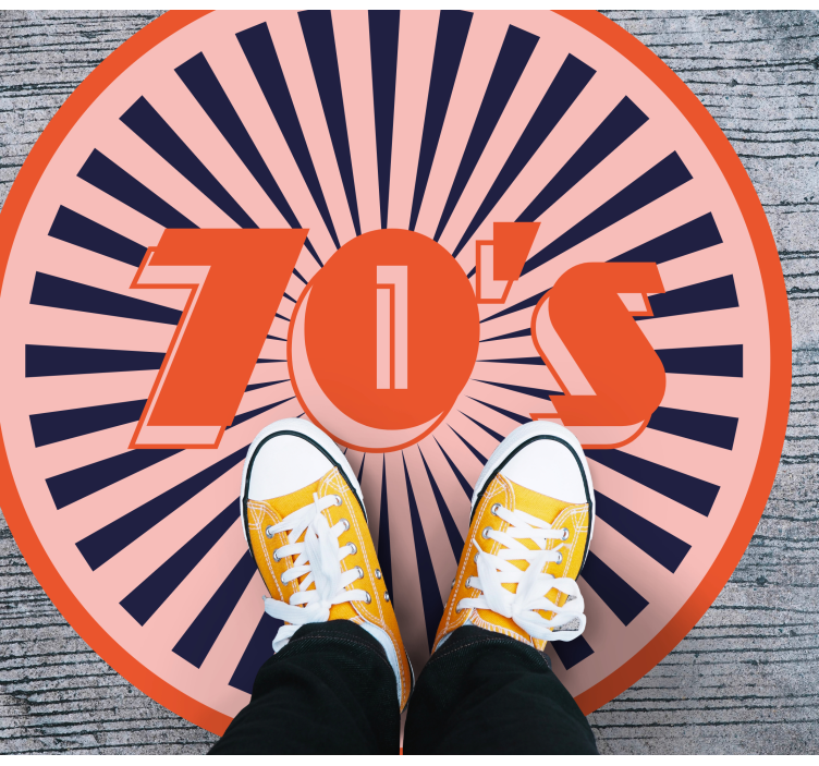 70-talet text i virvel vintage matta - Tenstickers