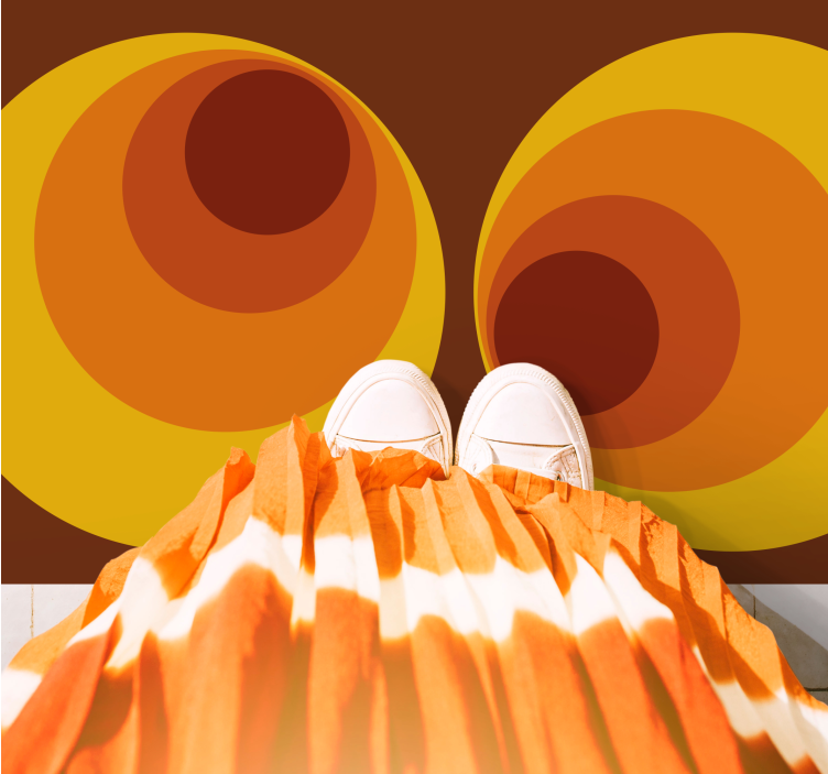 70-tal cirkulära orange mönster vintage matta - Tenstickers