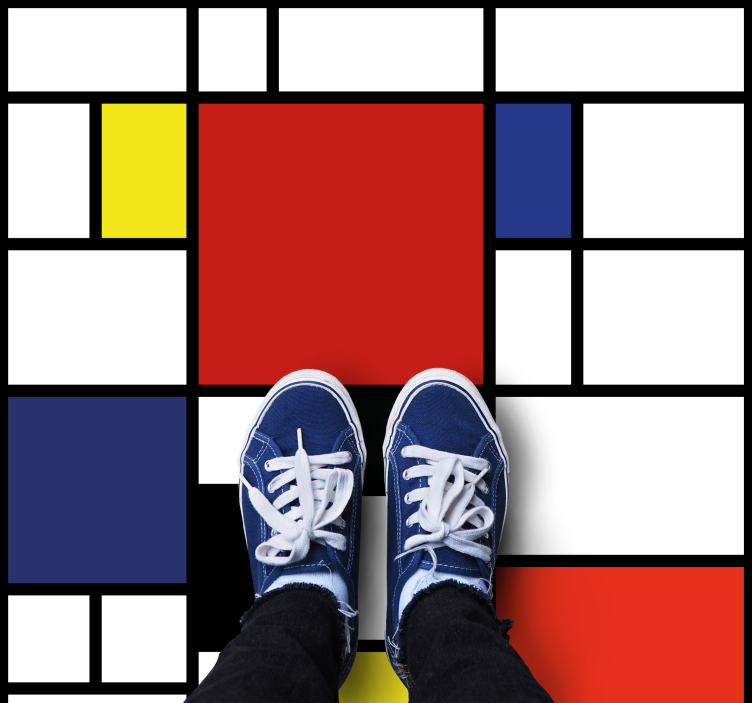 Abstrakt färgblock kvadratisk vinylmatta - Tenstickers