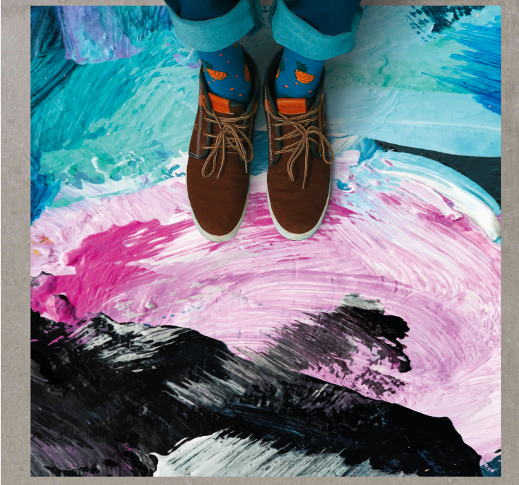 Abstrakt färgexplosion vinylmatta - Tenstickers