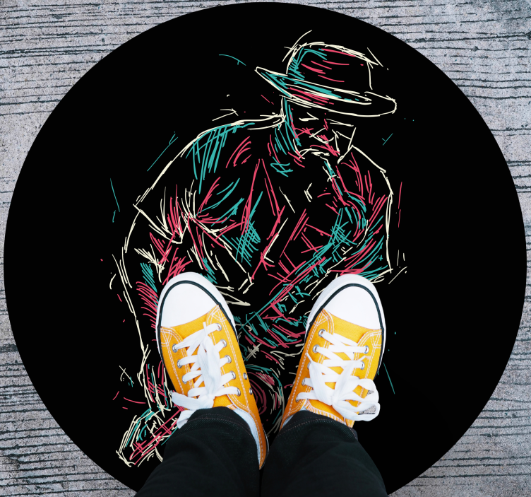 Abstrakt jazz saxofon spelare vardagsrumsmatta - Tenstickers