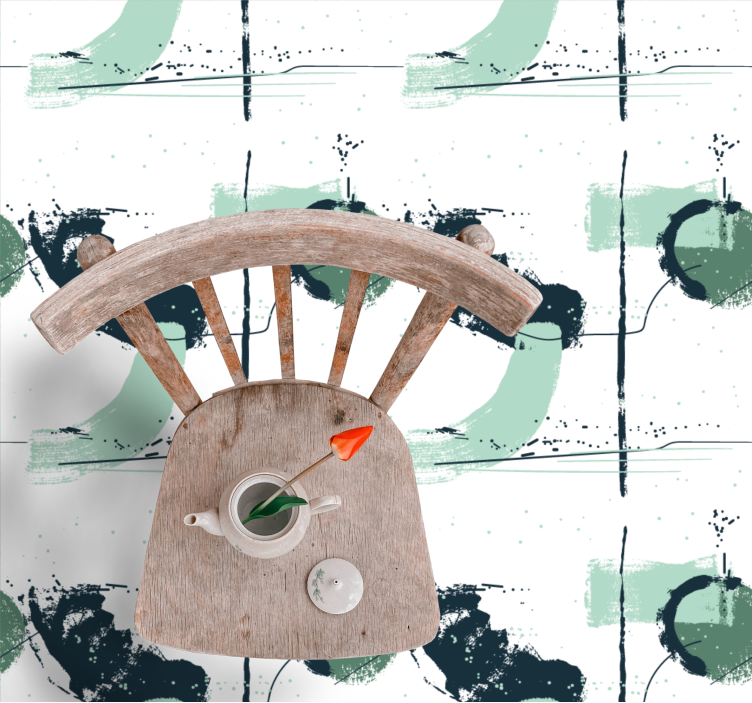 Abstrakta gröna streck Vinylmatta minimalistisk - Tenstickers