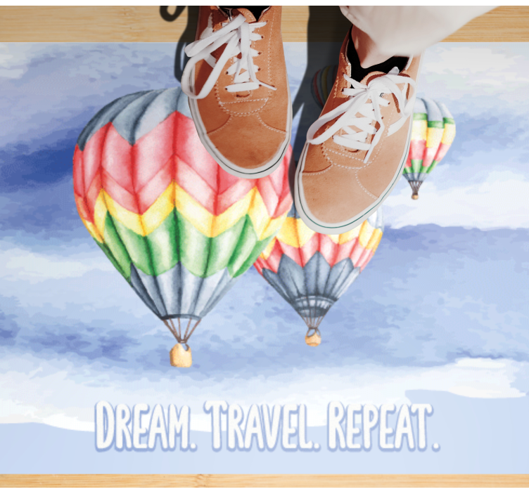 Akvarell resa med ballonger rektangulär matta - Tenstickers