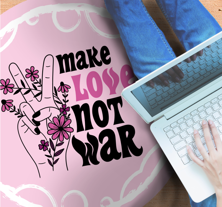 älska citat i fredstecken vintage matta - Tenstickers