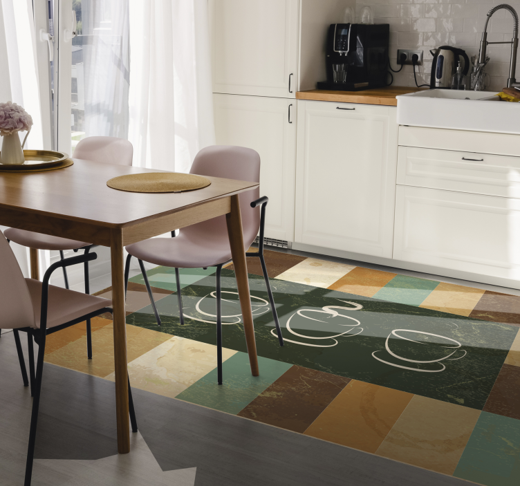 ångande kaffekoppar Vinylmatta Kök - Tenstickers