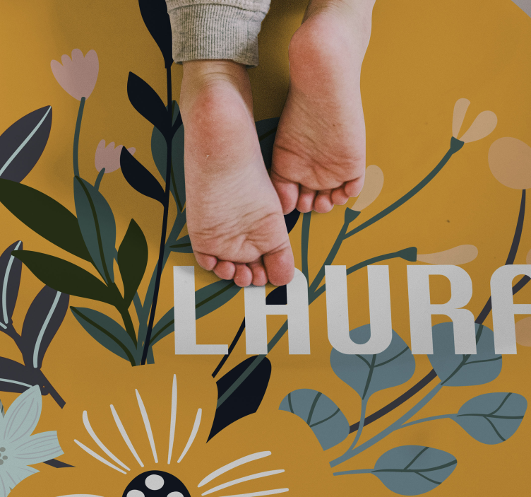 Anpassade blommiga emblem Vinylmatta namn - Tenstickers